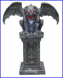 Halloween Gargoyle Gothic Castle Tombstone Statue with Haunted Lights and Sounds