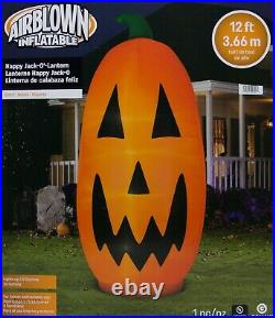 Halloween Gemmy 12 ft Happy Jack O Lantern Pumpkin Airblown Inflatable NIB