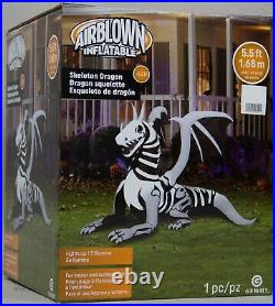 Halloween Gemmy 5.5 ft Light Up Skeleton Dragon Airblown Inflatable NIB