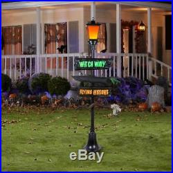 Halloween Gemmy 6 ft Witch Way & Flying Lessons Lighted Lamp Post NIB