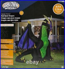 Halloween Gemmy 8.9 ft Projection Fire & Ice Red Eyed Dragon Inflatable NIB