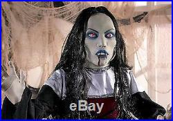 Halloween Goth Vampire Lady Prop with Flashing Eyes & Telescoping Pole 18 x 5ft