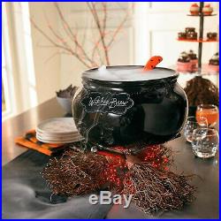 Halloween Grandin Road Cauldron on Broomstick Fire! Excellent condition