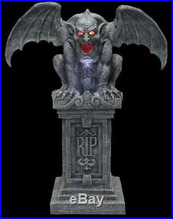 Halloween Haunted Gargoyle Gothic Castle Tombstone Statue with Lights and Sounds