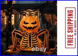 Halloween Inflatables Decorations Outdoor 5.6 Ft Pumpkin Skeleton Skull Giant In