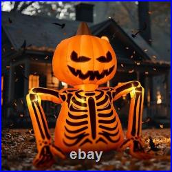 Halloween Inflatables Decorations Outdoor 5.6 Ft Pumpkin Skeleton Skull Giant In