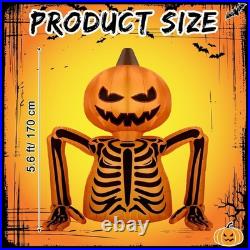 Halloween Inflatables Decorations Outdoor 5.6 Ft Pumpkin Skeleton Skull Giant In