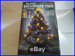 Halloween Lighted Black Ceramic Tree AC Adapter New In Box 14 Tall Mr Christmas