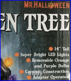 Halloween Lighted Black Ceramic Tree AC Adaptor New In Box 14 Tall Mr Christmas