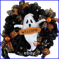 Halloween Multicolor Ghost Wreath 18 in wreath base