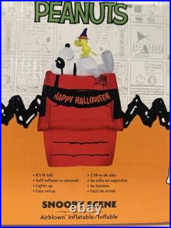 Halloween Peanuts 8.5' Foot Snoopy Woodstock on dog House Blow Up Inflatable NEW