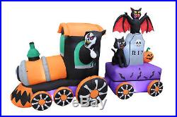 Halloween Reaper Drive Train Inflatable with Tombstone and Bat and Cat