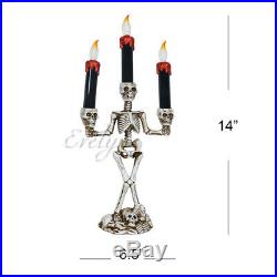 Halloween Skull Skeletal Stand Triple LED Candle Light Decoration Party Lamp