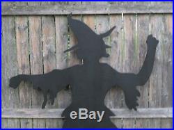 Halloween Witch Shadow Silhouette Black Wood Yard Art Lawn Halloween Decor
