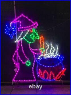 Halloween Witch With Cauldron Outdoor LED Lighted Decoration Steel Frame