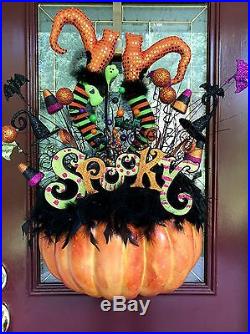 Halloween Wreath Arrangement Pumpkin Witch Hat Candy Ghost Floral Pick Decor