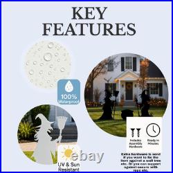 Halloween Yard Decor with Cauldron, 3-Piece Outdoor PVC Witch Silhouette Set, We