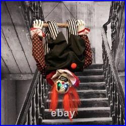 Halloween animatronic Upside Down Swinging Creepy Circus Clown LED prop