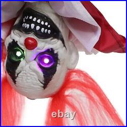 Halloween animatronic Upside Down Swinging Creepy Circus Clown LED prop