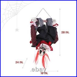 Halloween animatronic Upside Down Swinging Creepy Circus Clown LED prop