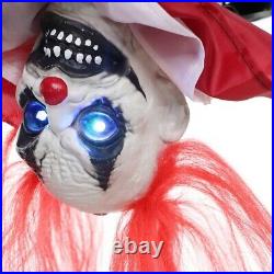 Halloween animatronic Upside Down Swinging Creepy Circus Clown LED prop