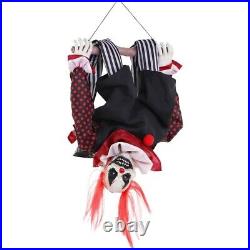 Halloween animatronic Upside Down Swinging Creepy Circus Clown LED prop