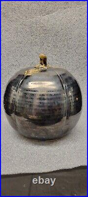 Halloween pottery jack o lantern black glaze made by annapolis pottery # 3555