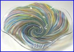 Hand Blown Glass Fluted Bowl, Dirwood Glass, End Of Day Glass