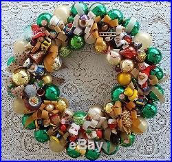 Hand Crafted STEINBACH Wood Christmas Ornament Wreath 23 Vintage Glass Holiday