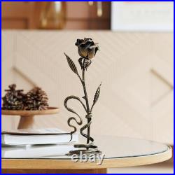 Hand-Forged Bronze Metal Rose with Stand 8th or 19th for Her, Wife, Husband or