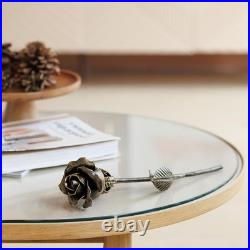Hand-Forged Bronze Metal Rose with Stand 8th or 19th for Her, Wife, Husband or