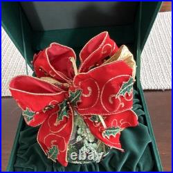 Hand Painted Clear Glass Holly Ball Christmas Bauble Red Bow 2003 Hand Painted Clear Glass Holly Ball Christmas Bauble Red Bow 2003