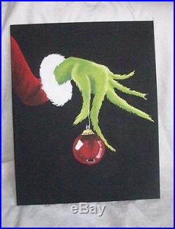 Hand Painted Grinch on Canvas 16×20