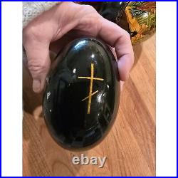 Hand-Painted Russian Wooden Eggs Signed Easter Russian Orthodox 3 LG Eggs