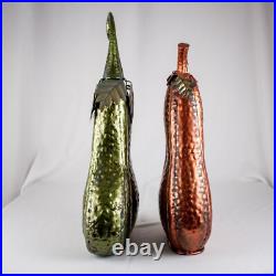 Handcraft Autumn Green Copper Swirling Stem Metal Pumpkins Yard Decoration