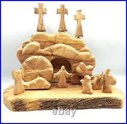 Handcrafted Olive Wood Resurrection Easter Tomb Holy Land Craft Limited Edition