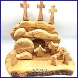 Handcrafted Olive Wood Resurrection Easter Tomb Holy Land Craft Limited Edition