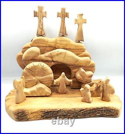 Handcrafted Olive Wood Resurrection Easter Tomb Holy Land Craft Limited Edition