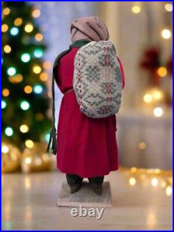 Handcrafted by Michelle Early American Hand Sculpted Clay Face Santa with Sack Dol