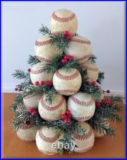 Handmade Baseball Holiday Gift Christmas Tree made with Used Leather Baseballs