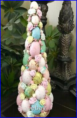 Handmade Pastel Speckled Easter Eggs With Roses 17 Topiary Tree Table Decor