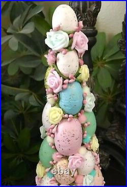 Handmade Pastel Speckled Easter Eggs With Roses 17 Topiary Tree Table Decor