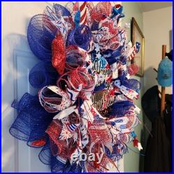 Handmade Patriotic Happy Birthday America Fireworks Wreath