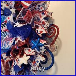 Handmade Patriotic Happy Birthday America Fireworks Wreath
