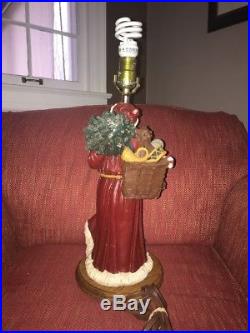 Handmade Resin Father Christmas Santa Claus With Bag & Christmas Tree Table Lamp