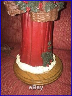 Handmade Resin Father Christmas Santa Claus With Bag & Christmas Tree Table Lamp