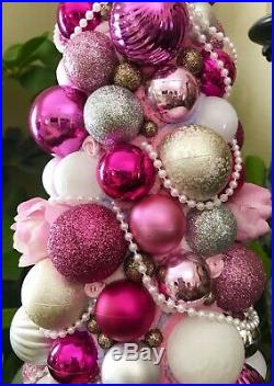 Handmade Shabby Chic Pink Christmas /valentines Day Tree Centerpiece Decor