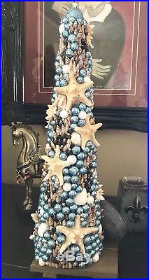 Handmade Unique 18 Nautical Sea Shells Christmas Tree Centerpiece Holiday Decor