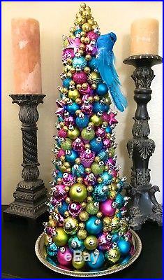 Handmade Unique 21 Christmas Tree Centerpiece Blue Bird Holiday Decor