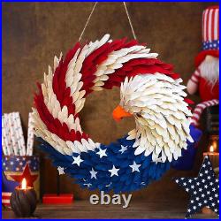 Handmade Wooden American Flag Bald Eagle Wreath Memorial Day 4th Of July Door